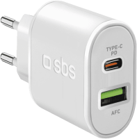 SBS Travel Charger 1x USB Type C+ 1 AFC 20W