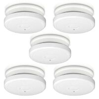 Alecto Rauchmelder mit Stummschalttaste 5er-Pack Weiß