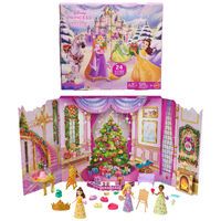 Mattel Disney Princess-Adventskalender mit 24 Tagen voller Überraschungen, enthält 3 kleine Puppen, 