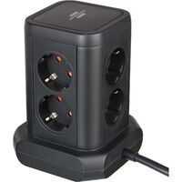 Brennenstuhl Powerstrip Tower mit 8 Powerstrips in 45°-Konfiguration (2x USB A & 1x USB C Power Delivery, mit 2m Kabel, zweipoliger Schalter)