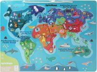 VEDES Großhandel GmbH - Ware SpielMaus Holz Magnet-Tier Weltkarte 40 x 30 cm