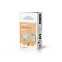 Nedis Telefon Verbinder / Verbindungstyp: RJ12 / Gerade / Beschichtung: Vergoldet / PVC / Transparent