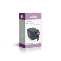 Nedis Netzladegerät / Mit einziehbarem Kabel / GaN / PD3.0 30W / 3.0 / 3.25 A A / Anzahl der Ausgänge: 1 / USB-C™ / Aufrollbares USB-C™-Kabel / 0.75 m / Automatische Spannungswahl / Schwarz