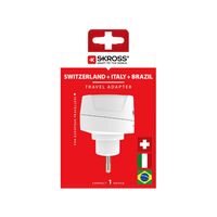 Skross Reiseadapter Europa nach Schweiz + Italien + Brasilien - Für 2- und 3-polige Geräte (Erdung oder Euro-Stecker)