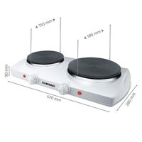MELISSA Elektrische Doppelkochplatte / 2300 W / Ø 18,5 + 15,5 cm / 5 Heizstufen / Rutschfeste Füße / Weiß