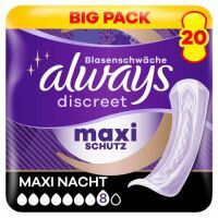 Multipack 2x Always Discreet Inkontinenz-Einlagen Maxi Nacht Für Frauen, Saugstärke 8, 20 Stück