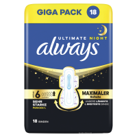 Always Damenbinden Ultimate Night (Größe 6) Mit Flügeln 54 Stück, Super Saugfähig,