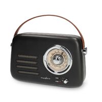 Nedis FM-Radio / Tragbare Ausführung / Bluetooth® / FM / Akkubetrieben / Stromversorgung über USB / Analog / 10 W / Bluetooth® / Schwarz