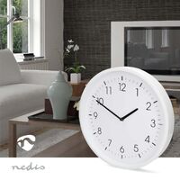 Nedis Wanduhr / Durchmesser: 360 mm / ABS / Leise Bewegung / Weiss