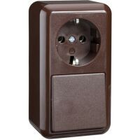 Schneider Electric ELSO Contura AP Kombination 388602 Schuko+ Kontroll 2polig braun