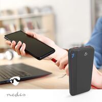 Nedis powerbank / 10000 mAh / 20 W / 1.5 / 1.67 / 2.0 / 2.22 / 3.0 A / Geräteausgangsanschluss: 1x USB-C™ / 2x USB-A / Geräteeingangsanschluss: 1x USB-C™ / Lithium-Polymer / Display