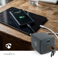 Nedis Netzladegerät / 30 W / Mit einziehbarem Kabel / GaN / PD3.0 30W / 1.5 / 2.0 / 2.5 / 3.0 A / Anzahl der Ausgänge: 1 / USB-C™ / Aufrollbares USB-C™-Kabel / 0.75 m / Automatische Spannungswahl / Schwarz