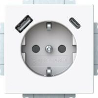 Busch-Jaeger SCHUKO/2XUSB-STD A+C STUDIO-WS (20 EUCB2USBAC-84)