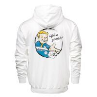 Fallout Zipper Hoodie \"Gamble\" White XXL Englisch