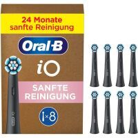 Oral-B iO Sanfte Reinigung, Original Aufsteckbürsten, geeignet für empfindliches Zahnfleisch, Schwarz, 8 Stück