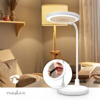 Nedis LED-Schreibtischlampe / Dimmbar / Integrierter Spiegel / 3 Licht-Modi / 100 lm / Wiederaufladbar / Berührungsfunktion / Weiss