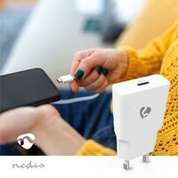 Nedis Netzladegerät / 20 W / GaN / PD3.0 / 1.67 A / 2.22 A / 3.0 A / Anzahl der Ausgänge: 1 / USB-C™ / Automatische Spannungswahl / Weiss