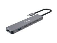Equip Adapter USB-C->HDMI/3xUSB-C/USB-A  4K/ 60Hz 0.25m Alu. (133500)
