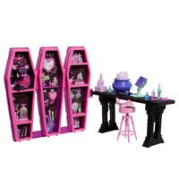 Mattel Monster High Draculaura Secret Potion Room Puppen-Spielset mit mehr als 12 Accessoires und üb