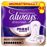 Always Discreet Inkontinenz-Einlagen Maxi Comfort Monatspaket 48 Stk
