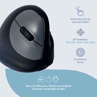 R-GO Tools R-Go Maus HE ergonomisch rechts Bluetooth mittel  schw./silb retail (RGOHEWL)