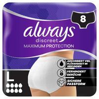 Always Discreet Maxi Schutz Höschen Größe L 8 Tröpfchen 8 Stück