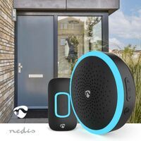 Nedis Drahtloses Türklingel Set / Batteriebetrieben / 4.5 V DC / 1x CR2032 / Lautstärke: 80 dB / Signalreichweite: 150 m / 60 Melodien / 1 Empfänger / Schwarz