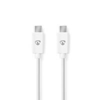 Nedis USB-Kabel / USB 2.0 / USB-C™ Stecker / USB-C™ Stecker / 60 W / 480 Mbps / Vernickelt / 3.00 m / Rund / PVC / Weiss / Box