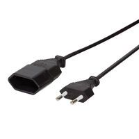 Logilink Netzkabel Euro CEE 7/16 Stecker zu Dose, 2m schwarz (CP123)