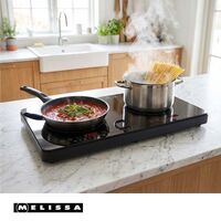 MELISSA Doppel-Induktionskochfeld / 3500 W / 10 Leistungsstufen / 8 Voreinstellungen / Timer-Funktion / Boost-Funktion / LCD-Display / Überhitzungsschutz / Kindersicherung / Schwarz