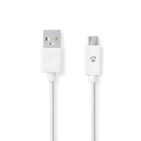 Nedis USB-Kabel / USB 2.0 / USB-A Stecker / USB-C™ Stecker / 15 W / 480 Mbps / Vernickelt / 1.00 m / Rund / PVC / Schwarz / Label