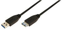 Logilink USB Kabel A -> A St/Bu  2.00m Verl. schwarz (CU0042)
