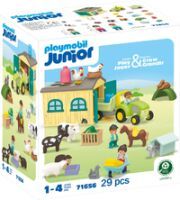 PLAYMOBIL 71656 1.2.3: Bauernhof-Abenteuer mit Traktor, Anhänger und tierischen Freunden