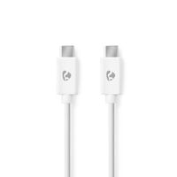 Nedis USB-Kabel / USB 2.0 / USB-C™ Stecker / USB-C™ Stecker / 60 W / 480 Mbps / Vernickelt / 1.00 m / Rund / PVC / Weiss / Label