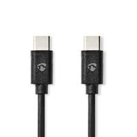 Nedis USB-Kabel / USB 2.0 / USB-C™ Stecker / USB-C™ Stecker / 60 W / 480 Mbps / Vernickelt / 2.00 m / Rund / PVC / Schwarz / Box