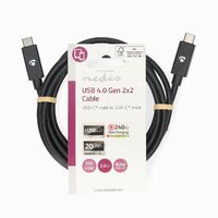 Nedis USB-Kabel / USB 4.0 Gen 2x2 / USB-C™ Stecker / USB-C™ Stecker / 240 W / 8K@60Hz / 20 Gbps / Vernickelt / 2.00 m / Rund / PVC / Schwarz / Label