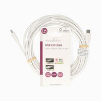 Nedis USB-Kabel / USB 2.0 / USB-C™ Stecker / USB-C™ Stecker / 60 W / 480 Mbps / Vernickelt / 3.00 m / Rund / PVC / Weiss / Label