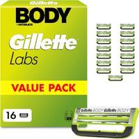 Gillette Labs Body & Intimate Rasierklingen, 16 Original Ersatzklinge, Grün | für Intimrasierer Mann, 2 Klingen für Schutz Gegen Eingewachsene Haare Und Irritationen, Langanhaltender Gleitstreifen  Für Vollansicht hier klicken Frag Rufus  Gillett