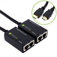 Techly IDATA-EXT-E30D - HDMI - HDMI - Cat5e,Cat6 - 1920 x 1080 pixels - Black - 30 m
