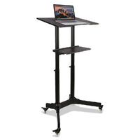 TECHLY Universal Trolley schwarz fuer Notebook oder Projektoren 103-125cm Hoehenverstellbar mit 2 Ab