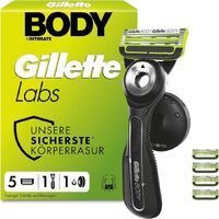GilletteLabs Body & Intimate Rasierer mit magnetischer Duschhalterung, 1 Handstück, für Körper und Intimbereich, 5 Klingen