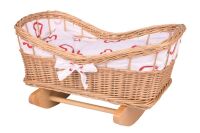 Baby Puppen Korbwiege Bettchen aus Holz