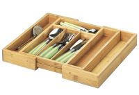 ZELLER PRESENT Besteckkasten Bamboo ausziehbar 5 - Fächer 28,5-40x33x5cm natur