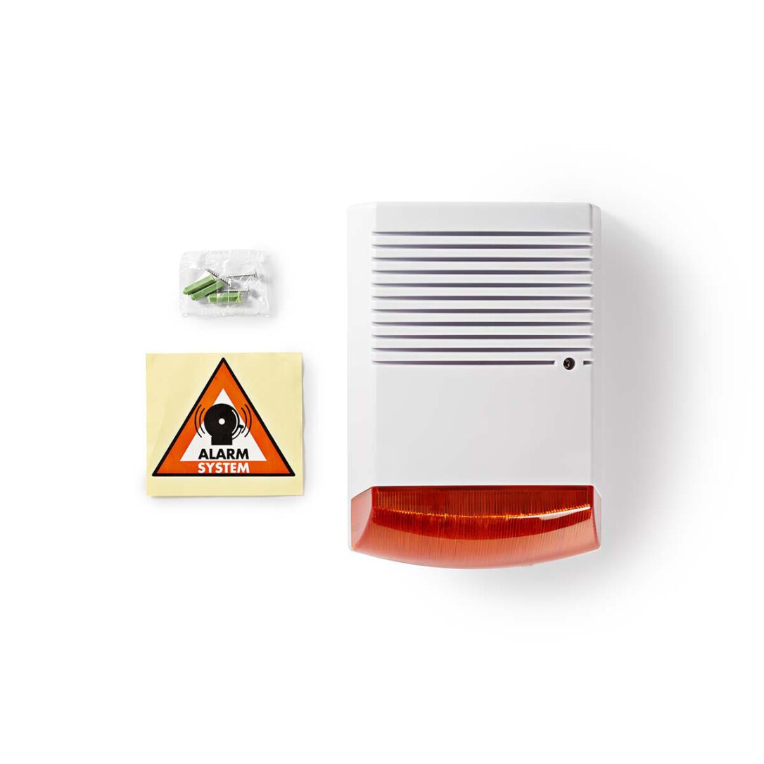 Dummy Sicherheitssirene IP44 Weiß Orange Alarmsirene für den Außenbereich Neu 