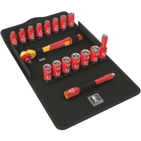 Wera 8100 SB VDE 1 - Socket set - 17 pc(s) - Black,Red - Ratchet handle - 1 pc(s) - 3/8" Wera 8100 SB VDE 1 - Socket set - 17 pc(s) - Black,Red - Ratchet handle - 1 pc(s) - 3/8"