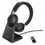 Jabra Evolve2 65 MS Stereo USB-A Headset schwarz BT m.Ladestation PC-Headsets