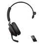 JABRA Evolve2 65 MS Mono Headset on-ear convertible Bluetooth wireless USB-A noise isolating black C