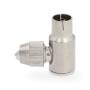 Nedis IEC (Coax) Stecker / Abgewinkelt / Buchse / Vernickelt / 75 Ohm / Schraube / Kabeleingangsdurchmesser: 7.0 mm / Metall / Silber / 2 Stück / Plastikbeutel
