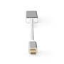Nedis Mini Displayport-Kabel / DisplayPort 1.2 / Mini DisplayPort Stecker / DisplayPort Buchse / 21.6 Gbps / Vergoldet / 0.20 m / Rund / Geflochten / Silber / Verpackung mit Sichtfenster