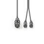 Nedis Balanced Audio-Kabel / XLR 3-Pin Buchse / 2x RCA Stecker / Vernickelt / 1.50 m / Rund / PVC / Dunkelgrau / Kartonhülle